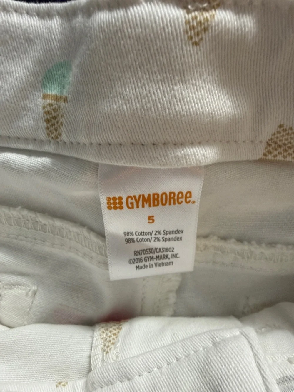 Gymboree White Capri Jeans with Multicolor Ice Cream Print Size 5